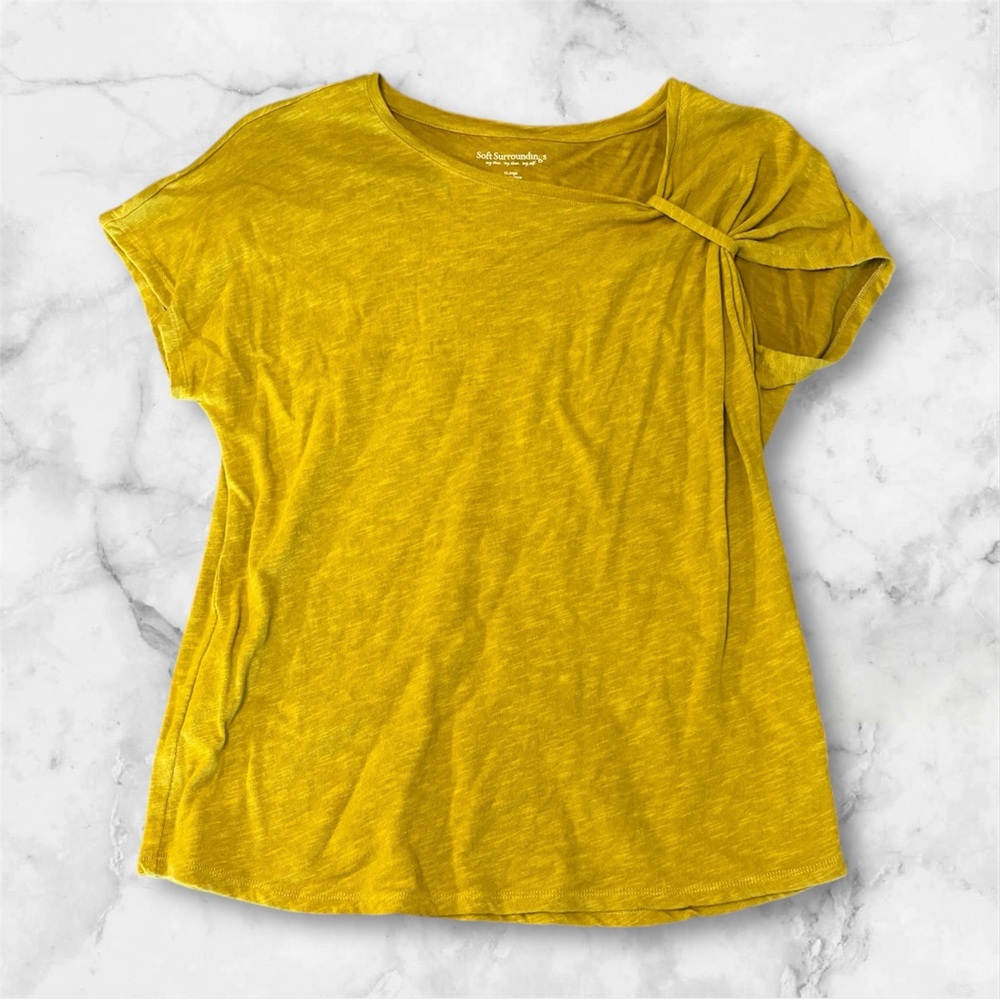 Soft Surroundings Mustard Yellow Short Sleeve Knot Tee